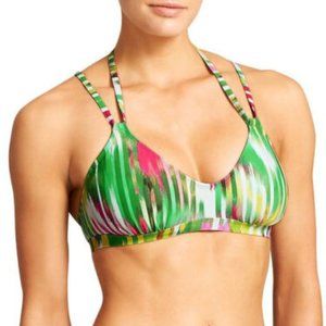 NWT ATHLETA Wailea Pink & Green Scoop Neck Bikini Top Size Small